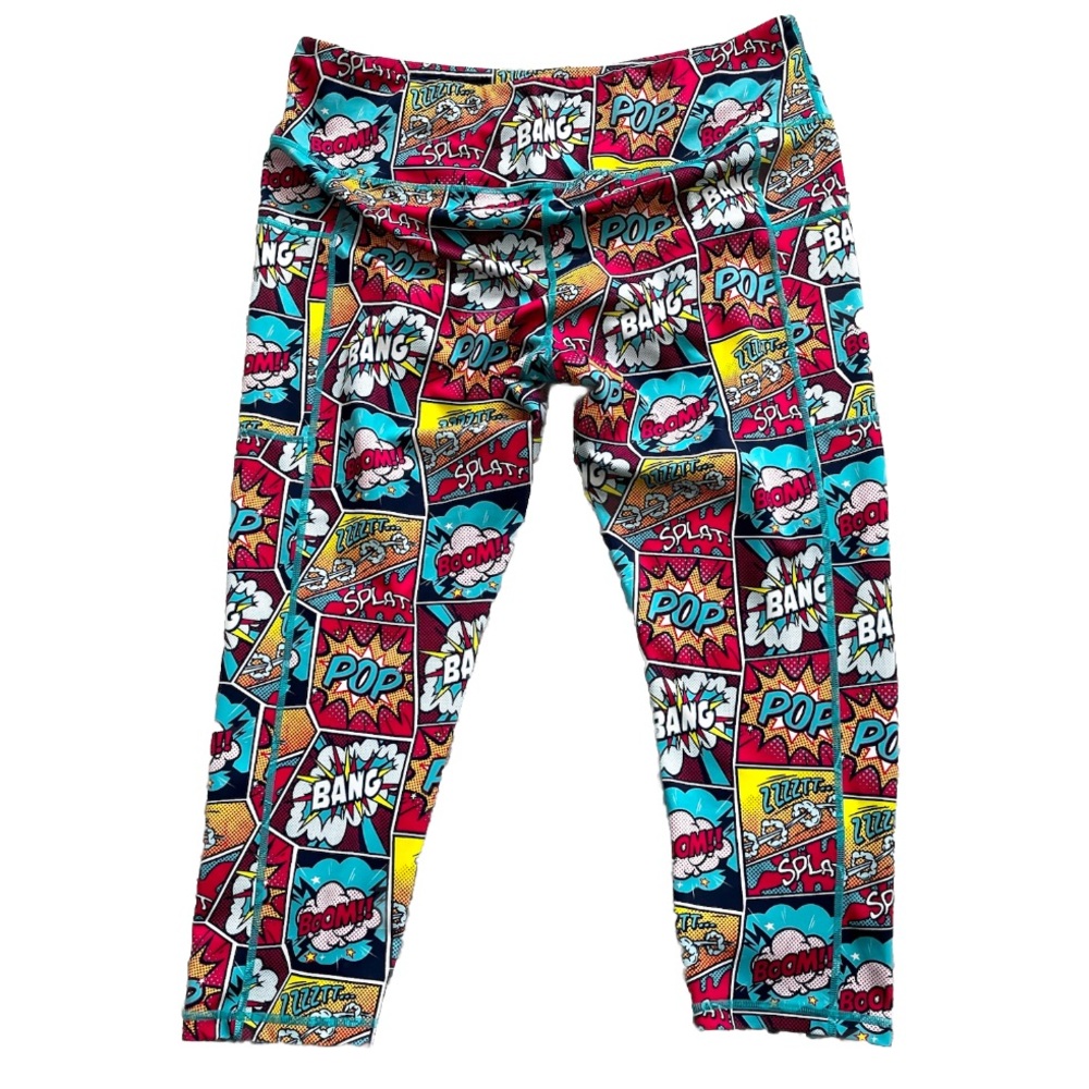 CONSTANTLY VARIED GEAR COMIC STRIP CROPPED LEGGINGS SIZE XXL ART TO WEAR CVG - Picture 2 of 6